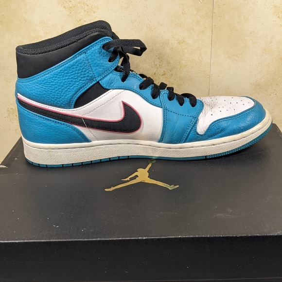 Size 10.5 Nike Air Jordan 1 SE Mid South Beach With Box Turbo Green WORN - Picture 7 of 8